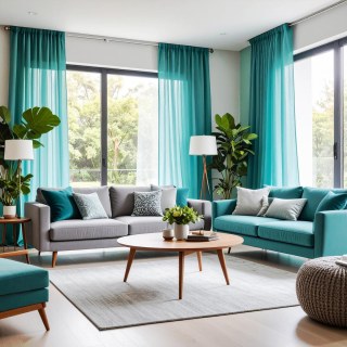 Smarties Türkis Grün Weicher Schimmernder Voile Vorhang