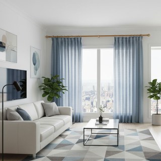 Ein Hauch von Sonnenschein – Nebelblau Voile Vorhang 2