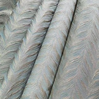 Aqualuna Eierschalenblau Vorhang mit Goldfarbenen Fischgräten Details 4