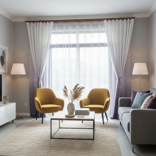 Candy Land Leinen-Optik Grau Ombre Vorhang 4