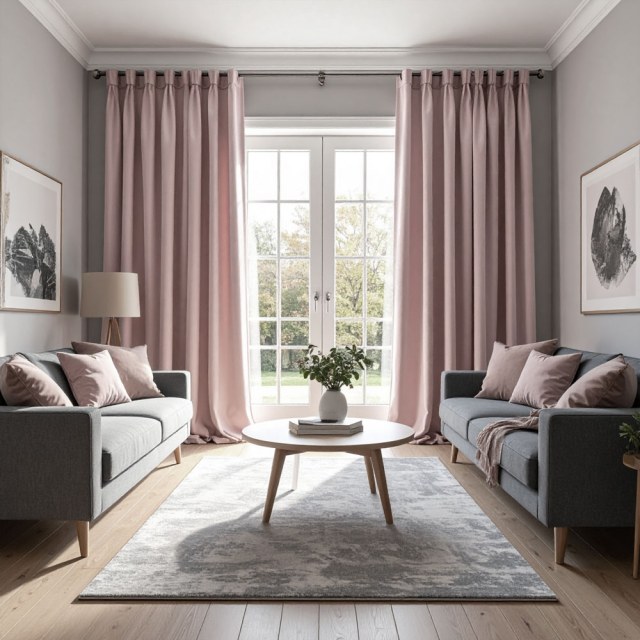 Doppelter Plüsch Pfirsichrosa Chenille Verdunkelungsvorhang 1