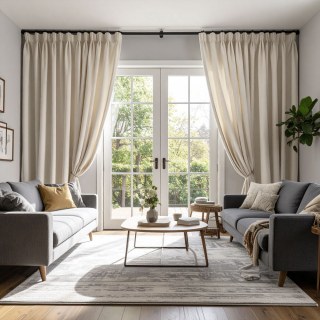 Doppelter Plüsch Beige Chenille Verdunkelungsvorhang 2