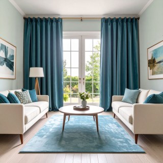 Doppelter Plüsch Seeblau Chenille Verdunkelungsvorhang