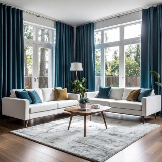 Doppelter Plüsch Seeblau Chenille Verdunkelungsvorhang 3