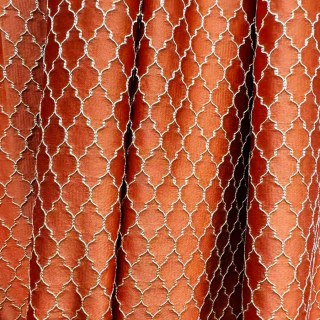 Fancy Trellis 3D Jacquard Orange Arabesque Vorhänge mit Gold Details 6