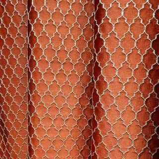 Fancy Trellis 3D Jacquard Orange Arabesque Vorhänge mit Gold Details 9