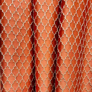 Fancy Trellis 3D Jacquard Orange Arabesque Vorhänge mit Gold Details 7