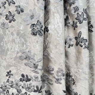 Moonlit Garden Silber und Schwarz 3D Jacquard Blumen Vorhang 4