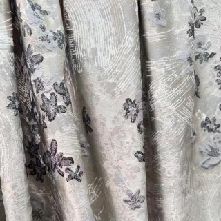 Moonlit Garden Silber und Schwarz 3D Jacquard Blumen Vorhang 6