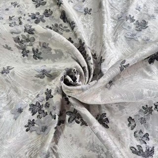 Moonlit Garden Silber und Schwarz 3D Jacquard Blumen Vorhang 8