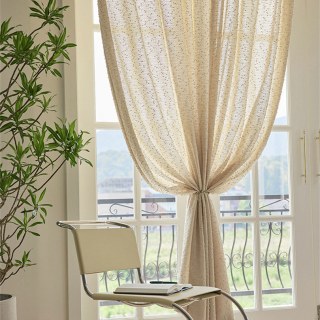 Gekräuselte Wellen Tweed inspiriert Mocha Beige Glitzernder Mesh Netzkurzvorhang 2