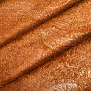 Royal Mirage Terracotta Verbranntes Orange Damast Samt Vorhang 5