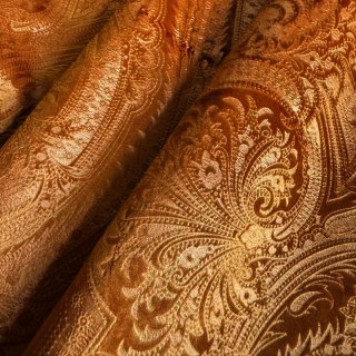 Royal Mirage Terracotta Verbranntes Orange Damast Samt Vorhang 4