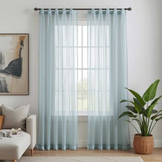 Notting Hill Baby Blue Luxus Voile Vorhang