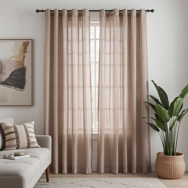 Notting Hill Mocha Luxus Voile Vorhang 1
