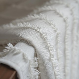 Boho Chic Creme Weißer Fransen Gestreifter Vorhang 4