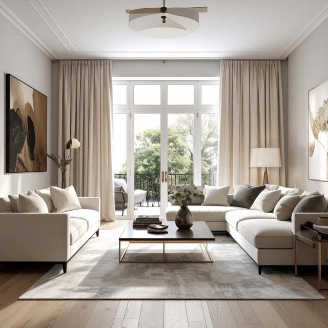 Üppige Creme-Samtvorhänge 1