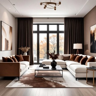 Glänzender dunkelbrauner Samtvorhang