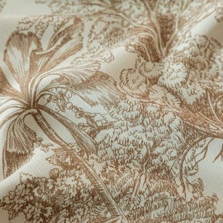 Vintage Tropica Mocha Braun Chenille Toile de Jouy Vorhänge 5