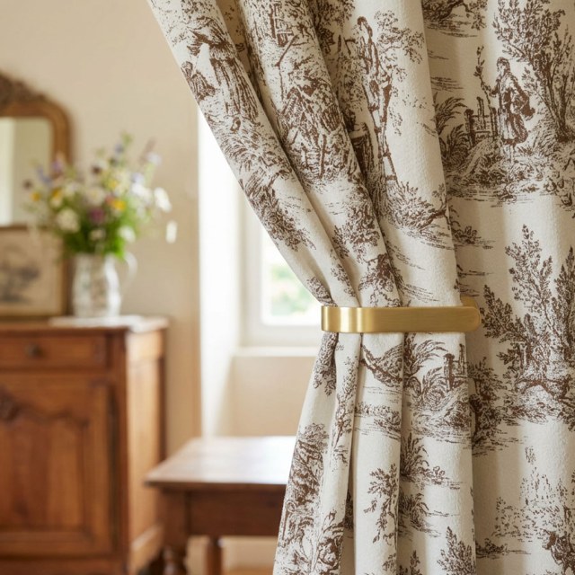 Amour Pastorale Braun Toile de Jour Chenille Vorhänge 1