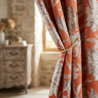 Blüten-Wandteppich Terrakotta Orange Satin Blumen Vorhänge 2