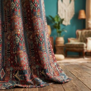 BOHO Rhapsodie Mehrfarbig Rot Geometrischer Vorhang