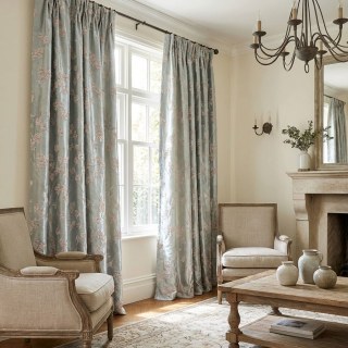 Kirschblüten Pastellrosa & Minzgrün Blumen Chenille Verdunkelungsvorhang 2