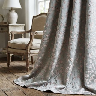 Kirschblüten Pastellrosa & Minzgrün Blumen Chenille Verdunkelungsvorhang