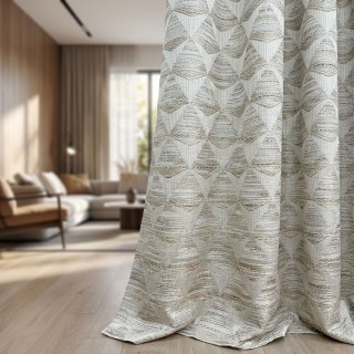 Diamond Mirage Jacquard Creme Sand Geometrische Vorhänge 2