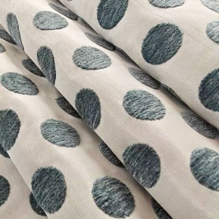 Dottie Delight Mid Century Modern Staubiges Türkis Polka Dot Chenille Vorhang 7