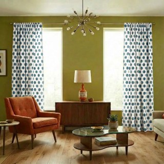 Dottie Delight Mid Century Modern Staubiges Türkis Polka Dot Chenille Vorhang 5
