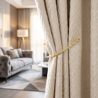 Düne Flow Creme Beige Knitterfalt Verdunklungsvorhang 2