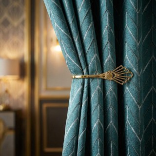 Elegante Art-Deco-Chevron-Geometrische Türkisblaue Vorhänge 2
