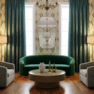 Elegante Art-Deco-Chevron-Geometrische Türkisblaue Vorhänge 3