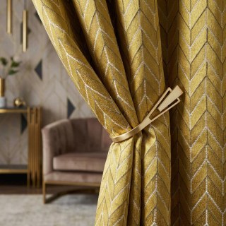 Elegante Art-Deco-Chevron-Gold-Vorhänge