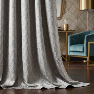Elegante Art-Deco-Chevron-Silbergraue Vorhänge