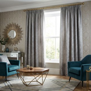 Elegante Art-Deco-Chevron-Silbergraue Vorhänge 3
