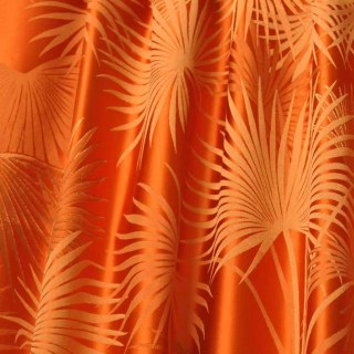 Fächerpalmen-Silhouette Orange Satin Tropische Blätter Vorhang 2