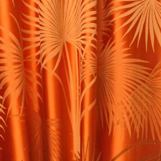 Fächerpalmen-Silhouette Orange Satin Tropische Blätter Vorhang 4