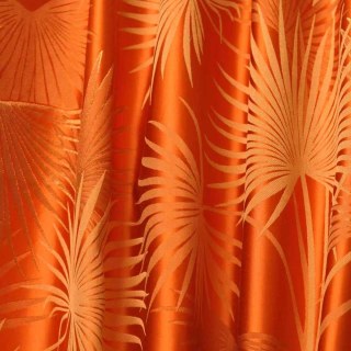 Fächerpalmen-Silhouette Orange Satin Tropische Blätter Vorhang 5