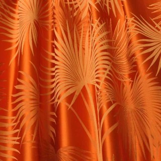 Fächerpalmen-Silhouette Orange Satin Tropische Blätter Vorhang 3