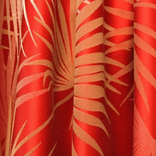 Fächerpalmen-Silhouette Roter Satin Tropische Blätter Vorhang 6