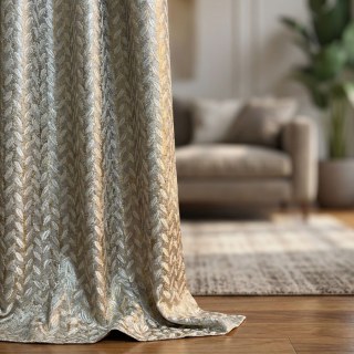 Feld aus Gold Luxuriöser Jacquard-Stoff mit Kornmuster in Mocha mit goldenen Details