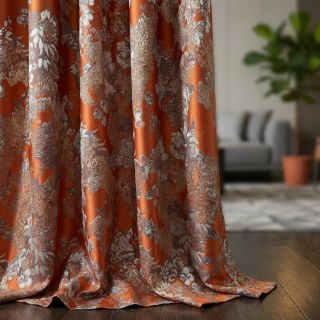 Blumige Reverie Jacquard Terracotta Orange Vorhänge