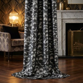 Flatternde Fanburst Art Deco Geometrische Schwarz-Weiß Vorhänge 3