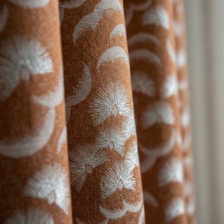 Flatternder Fanburst Art Deco Geometrischer Terrakotta Verbrannter Orangefarbener Vorhänge 4