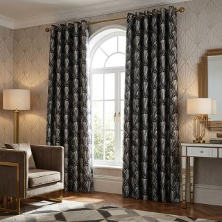 Gilded Breeze Schwarz und Silber Art-Deco Geometrische Vorhänge 3