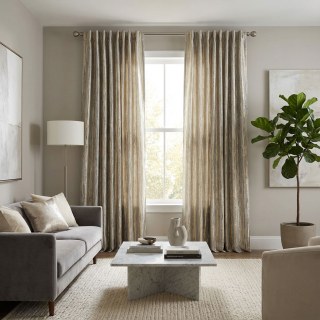 Vergoldete Streifen Dezente strukturierte graue und goldene gestreifte Gardine 3