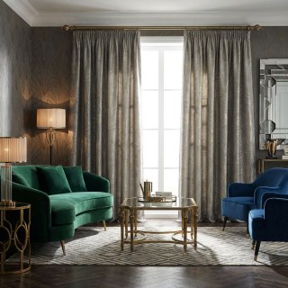 Ginkgo Blätter Luxus Art Deco Geometrisch Champagner Grau Gold Vorhang 3