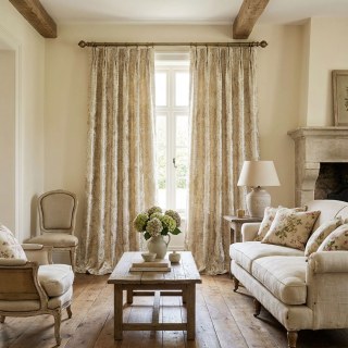 Goldene Barock Luxus Jacquard Creme Gold Damast Vorhänge 3